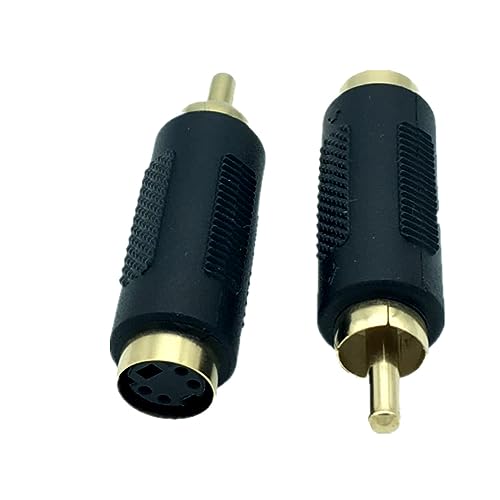 Traovien Adaptador S-Video hembra a RCA macho, adaptador de cable compuesto de 4 pines, adecuado para teléfonos micro y equipos de audio y más (2 piezas) (4 pines hembra/RCA macho)