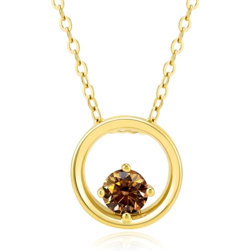Collier moissanite 0.5ct pour femme en argent plaqué or 14K