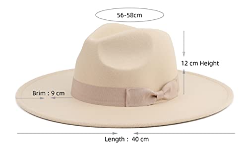 Pro Celia Big Wide Brim Women Fedora Hat (Rice) #TOP1