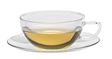 klassisches Teeglas / Teetasse mit passendem Glasunterteller für stilvolle Teestunden