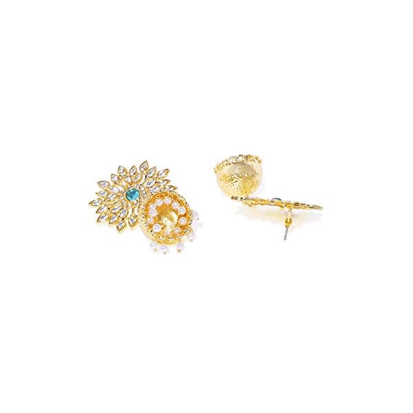 Zaveri Pearls Gold Tone Kundan & Pearls Jhumki Earring For Women-ZPFK7904 - Image 5