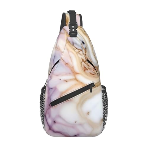 Mochila Bandolera Urbana con Estampado Mármol Rojo y Blanco