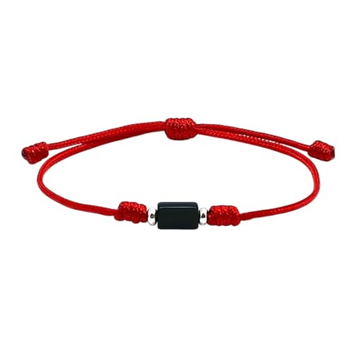 arana's   Pulseras hilo rojo y negro con turmalina negra y adornos plateados   Amuleto contra mal de ojo para mujer, hombre y niños (Roja Tubo)