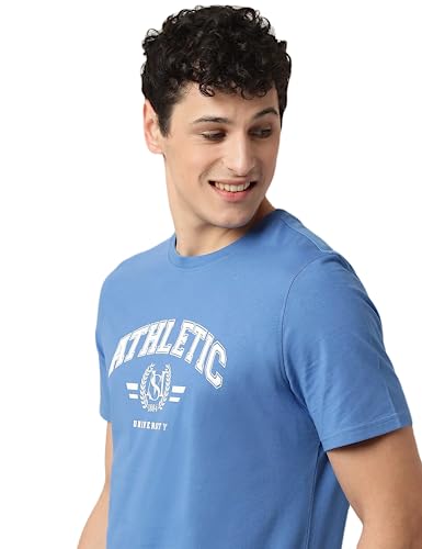Image of Marks & Spencer Mens Printed Cotton Crew Neck Regular Fit T-Shirt