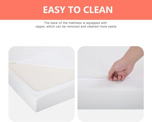 Image of FDW | 5 Inch Queen Mattress | Medium Firm | Gel Memory Foam Mattress | White | Bed in a Box, CertiPUR-US Certified | Pressure Relief, Cooling Ventilated Foam | Washable Removable Cover