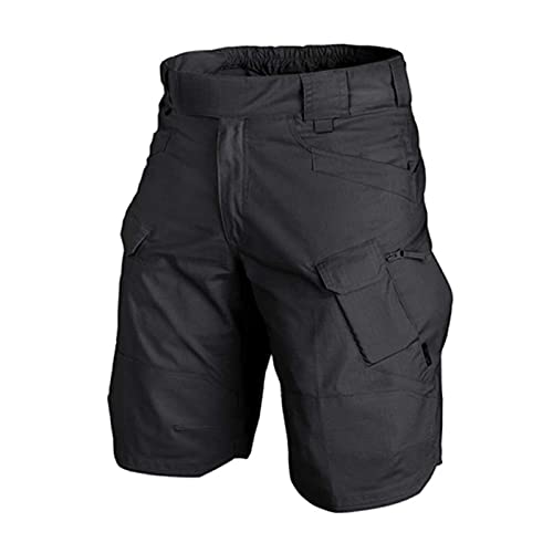 Syfinee Calções táticos para homem, calções cargo para homem, ajuste descontraído, secagem rápida, respiráveis, impermeáveis, para caminhadas, escalada, campismo, Preto, 6XL