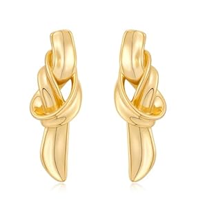 Gold Knot Drop Earrings for Women Chunky Fashion Luxury Design Temperament Earrings Statement Earrings Jewelry