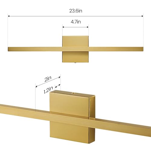Image of Epinl Gold Bathroom Light Fixtures - 24 inch Brushed Gold Vanity Light for Bathroom Over Mirror Dimmable 5CCT LED Light Bar Modern Lighting Fixture for Bathrooms Bedroom Living Room
