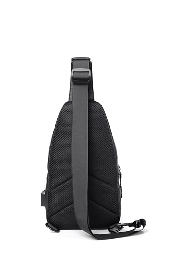 Sling Bag for Men and Women – Small Crossbody Chest Backpack with 3 Zippered Pockets, Travel Hiking Shoulder Daypack (Grey)4