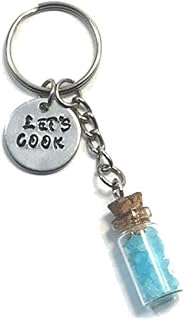 Breaking Bad Let's Cook Hand Stamped Keychain with Bottle Charm