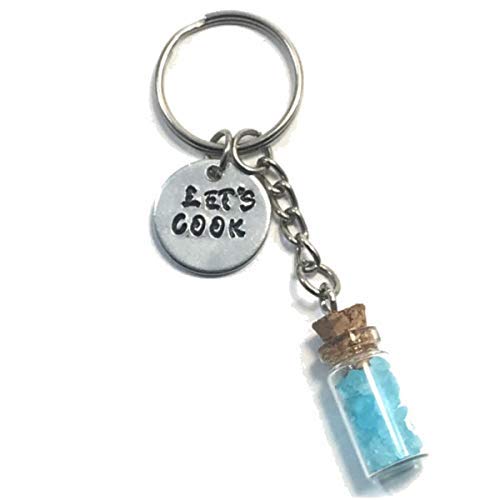 Breaking Bad Let's Cook Hand Stamped Keychain with Bottle Charm