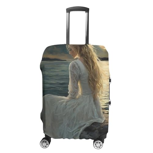Witch Woman Moon Beach Travel Luggage Cover for Suitcase 19-32 Inches Elastic Washable Baggage Protector