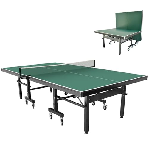 Pingpong-Tisch, tragbarer Tischtennistisch für drinnen und draußen mit 8 Rädern, Bällen und Netz, professioneller Rolltisch in voller Größe, strapazierfähig, 274 x 155 x 76 cm, einfache Mont