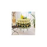 Dimensions : 180 cm PEGANE Nappe de Table Provençale Ronde 180cm, Linge Table Anti-Tâche Glycine, 100% Polyester Coloris Citron-Vert
