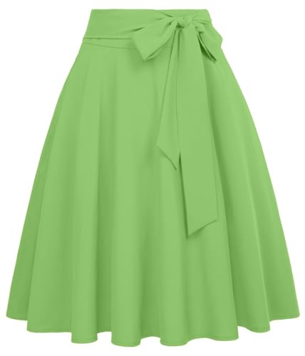 Image of FRAULEIN Women's Flared Pleated Maxi Skirt High Waist A-Line with Pockets and Belt Accessories [Small-Plus Size]
