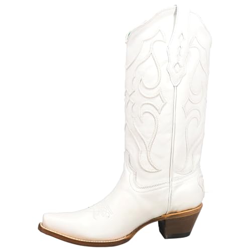 CORRAL LADIE'S WHITE EMBROIDERY, SNIP TOE, LEATHER SOLE, WESTERN, Z50463