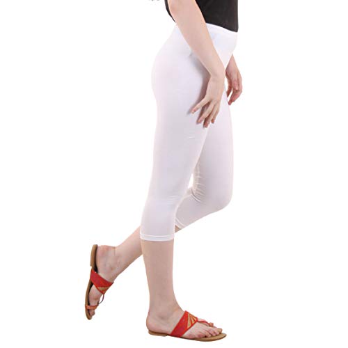 Image of DIAZ Women Cotton Stretchable Capri | Slim /Regular Fit | Breathable Yoga, Gym & Lounge Wear | High-Waist Stretchable 3 /4 Length Leggings with Wide Waistband - Pack of 1