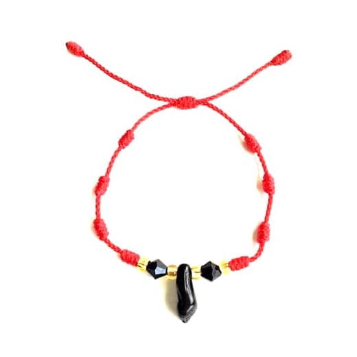 BLACK AZABACHE RED ROPE BRACELET FOR PROTECTION / PULSERA DE AZABACHE PARA PROTECCION.-B53