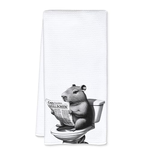 JFFTLL Capybara Gifts Bathroom Hand Towels, Funny Capybara Reading Newspaper Decorative Towels for Bathroom Washroom Restroom Decor, Kids Hand Towels, 16x24 Inch