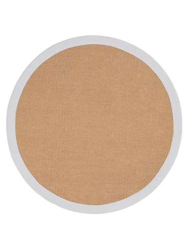 CarpetFine Alfombra Natural de Sisal Redonda Blanco Ø 120 cm | Alfombra Moderna para salón y Dormitorio