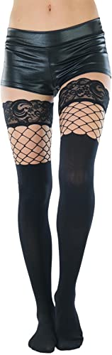 Image of ToBeInStyle Women's Nylon Thigh High Schoolgirl Opaque Stockings