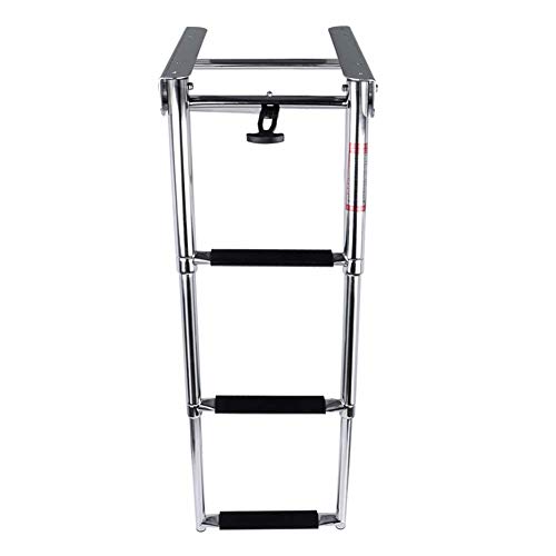 image for Hoffen Pontoon Boat Ladder,3 Step Telescoping Ladder Under Platform Sl