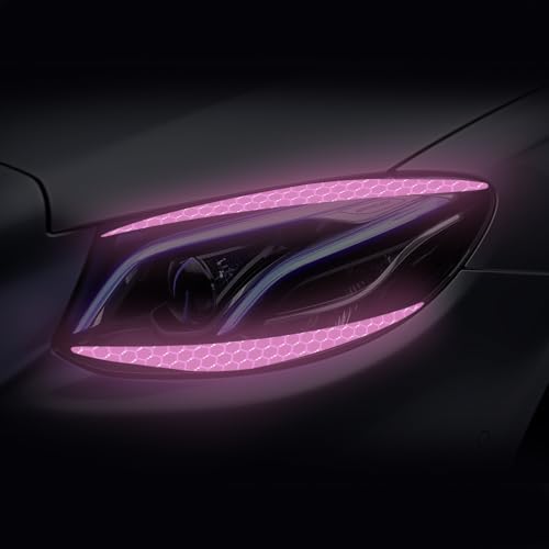 Image of 4 Pcs Reflective Eyeliner Car Decals-2 Pair Super Bright Vinyl Stickers for Headlights, High Reflective Car Headlight Eyelashes Sticker Cute Girl Car Accessory (Purple)