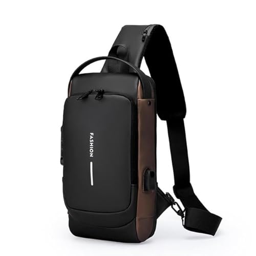 Image of USB Chest Bag Anti Theft Crossbody Sling Backpack with USB Charging Port, Waterproof Travel Chest Pack for Men & Women, Casual Daypack for Daily Use