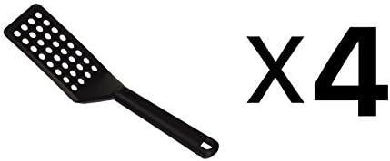 Norpro Espátula biselada de nailon resistente al calor con orificios de drenaje, color negro 97 (paquete de 4)