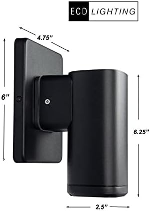 Miniatura 6 de ECD Lighting Moderna lámpara de pared de aluminio interiorexterior, LED integrado, acabado a prueba de corrosión, certificado ETL, IP65 impermeable