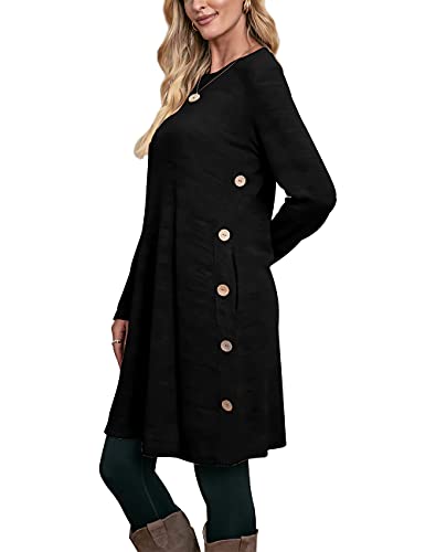 Long Sleeve Dress for Women Fall Dresses for Women 2025 Early Fall Fashion Teacher Outfits Tunic Sweater Dress Work Dresses Black L - Image 2