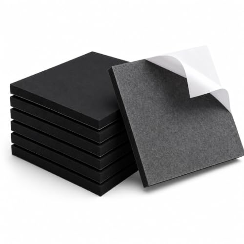 Image of Foam Padding Sheets - 1 /2 inch Thick Self Stick Neoprene Insulation Foam, 4 inch L x 4 inch W x 1 /2 inch H, 6 Pack (6, 4in X 4in X 1 /2in)