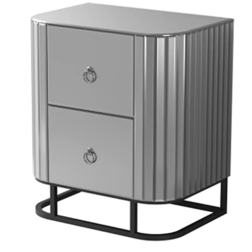 KAHXI Mesita de Noche Mid Century, Mesa Auxiliar con 2 cajones, mesita de Noche sin instalación, 19.69″ L x 13.78″ W x 23.23″ H