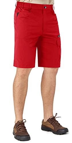 Crysully Shorts For Men Hiking Quick Dry Lightweight Shorts Relaxed Fit Jogging Shorts Red #TOP2