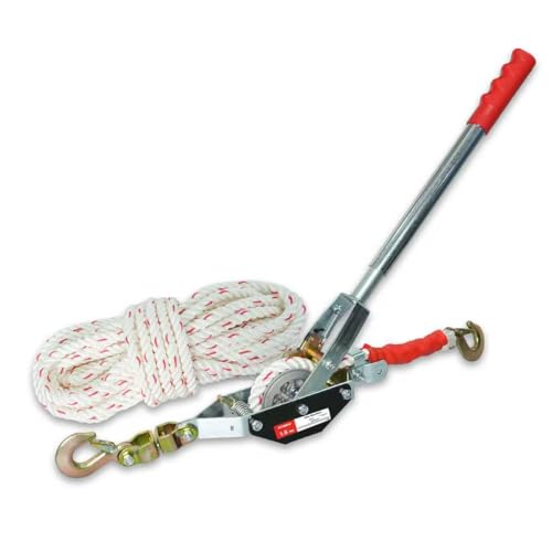 YATOINTO Rope Puller 1-1/2 Ton 3300 lbs Capacity with 50 of 0.6 Diameter Rope 2 Hook Come Along Winch Heavy Duty Ratchet Power Puller Tool for Moving Boats