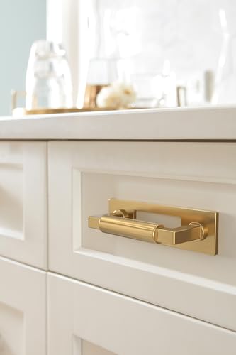 Image of Amerock Medora 3 inch Champagne Bronze Backplate | Decorative zinc cabinet hardware backplate designed to complement knobs and pulls while protecting cabinet surfaces