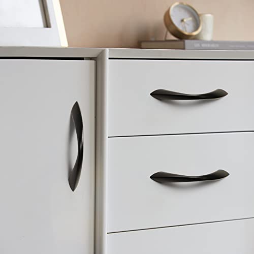 Image of Black Cabinet Pulls 3 Inch Arch Twisted Matte Black Handles Drawer Kitchen Cupboard Bathroom Dresser Cabinet Hardware Zinc Alloy 10 Pack