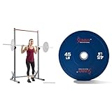 Sunny Health & Fitness Power Rack - SF-HG92401 Blue 45 LB (Single) Olympic Weight Plate Bundle SF-OP01-45