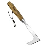 Haliaeetus Crack Weeder, L-Shape Stainless Steel Crevice Weeding Tool, Comfortable Grip Wood Handle Paver Weeder, 11'' Sidewalk Weed Removal Tool for Garden Lawn, Bricked Patio and Terrace Paving Moss