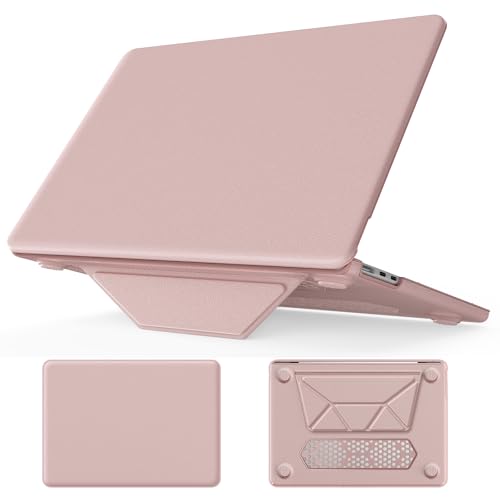 Étui en cuir pour MacBook Air 13,6" - Coque de protection rigide haut de gamme rose M2 M3
