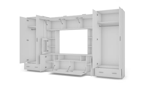 e-Meblast Wohnwand Tajga - Schrankwand - Vitrinen - Hängeschrank - Elegant Möbel - Wohnzimmerschränke - BxHxT 360x210x53-2 Schränke - TV-Lowboard - Anbauwand (Weiß) – Bild 5