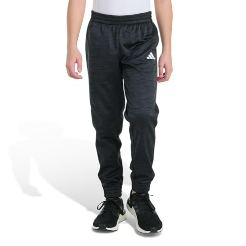 Adidas Boys 3-Stripe Fleece Jogger Pants, Dark Grey Heather, M (10/12)