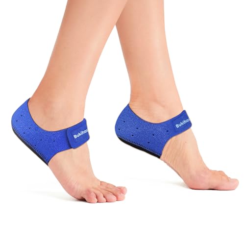 Protectores de talón para fascitis plantar   Bukihome talón Cup para mujeres hombres talón pista alivio del dolor con talón Insert Pad para Aquilles Tendinitis Dry Cracked Heel Support Cojín, Azul