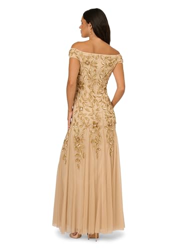 Image of Adrianna Papell Women's Off Shoulder Bead Long Dress