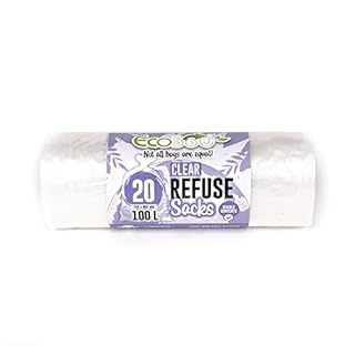 EcoBag - 20 Pack Refuse Sacks - 100L - 22 Microns - Heavy Duty, Leak Resistant Recyclable Bin Bags, Eco-Friendly, Durable Waste Disposal Bags for Household & Commercial Use (736 x 965mm)