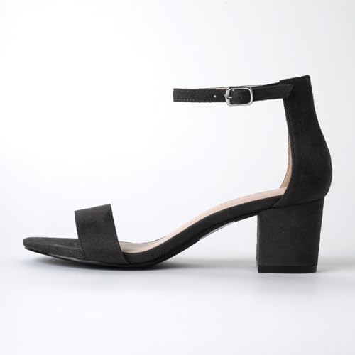 Image of J. Adams Daisy Heeled Sandals - Ankle Strap Low Block, Open Toe Dress Pumps, Chunky Heels - Dressy Shoes for Women - Bridal, Wedding, Summer Sandals