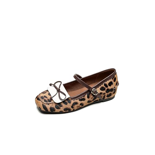 Women's Mary Jane Ballet Flats Bow Ballerina Closed Square Toe Flats Adjustable Buckle Strap Shoes Classic Daily Office Dressy Shoes