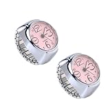 CIMAXIC Relojes de Anillo para Mujer 2piezas Números Grandes y Mini Pantalla, Diseño Creativo en Metal Rosa, Accesorios Únicos para Uso Diario