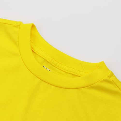 Image of Girls Short Sleeve Tees Summer Crewneck T-Shirts Kids Cotton Soft T-Shirts Top,Pack of 3,Style YPP09, Pack of 3, Small, Yellow /Purple /Pink