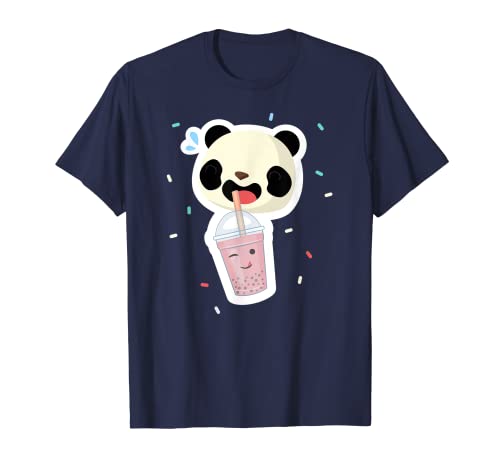 Bubble Tea Panda Boba Tea Funny Lindo Animal Helado Top Camiseta
